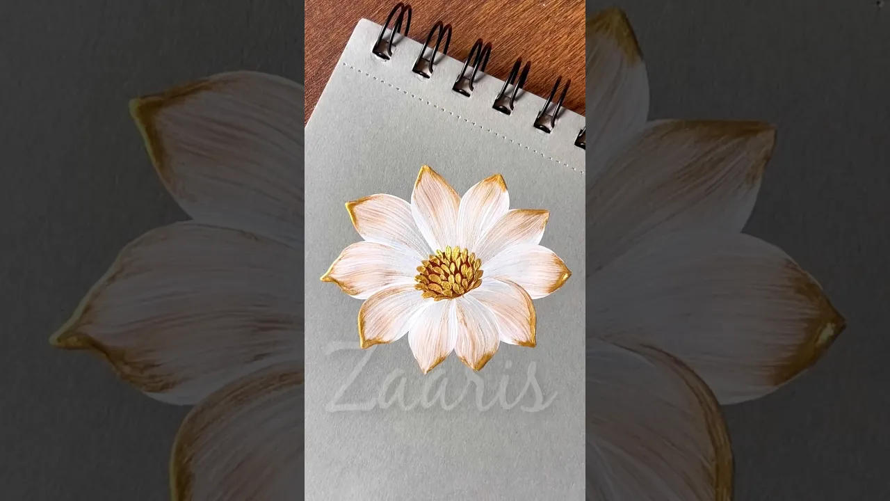 898 🫶💯🎉💛Simple WHITE & GOLD flower painting using acrylic 🎨💯🫶 #flowerpainting #shorts #art
