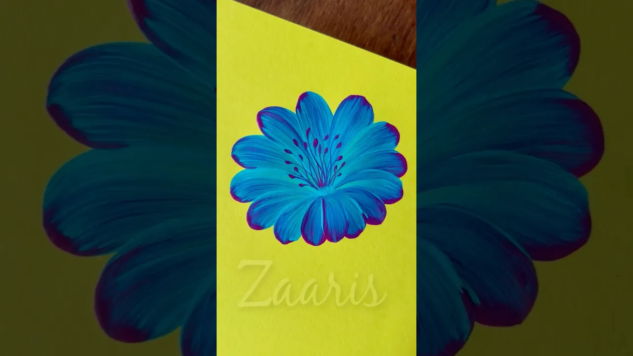 1054 💙🩷🎨💯Simple BLUE flower painting using acrylic paints 🎨💙🩷 #flowerpainting #shorts #art
