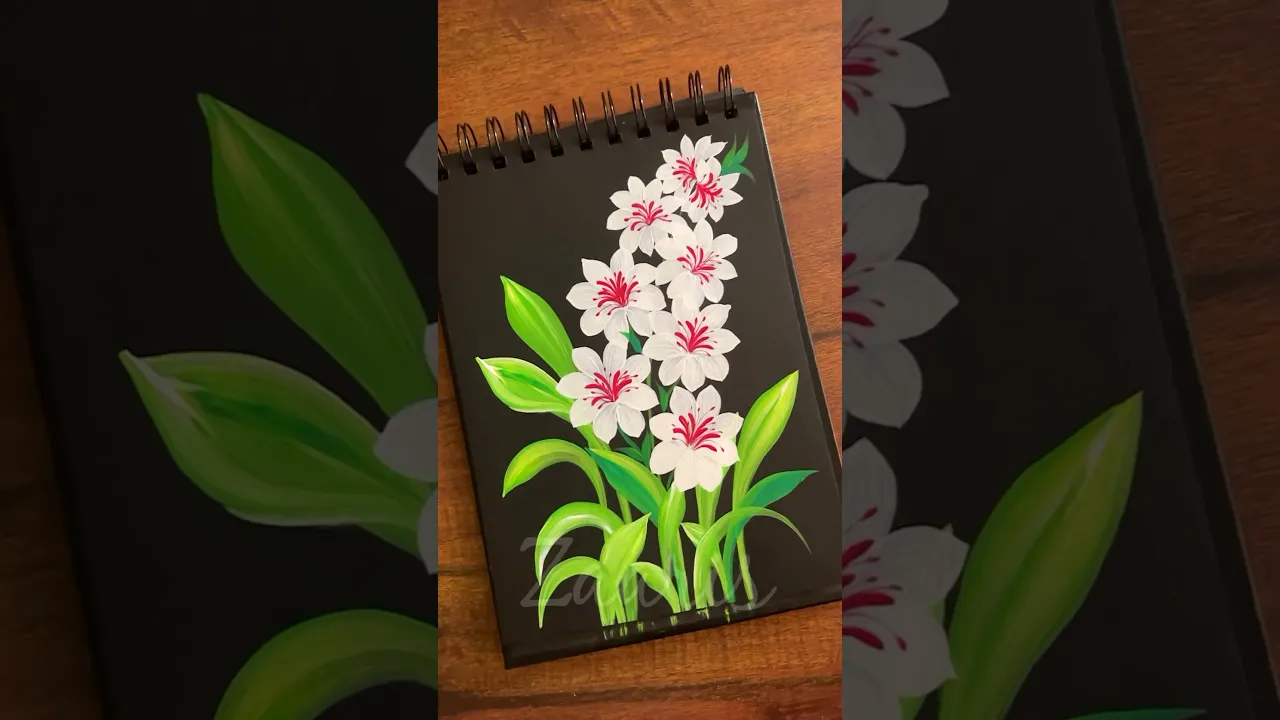 1240 🌸💯🫶🌿Soothing WHITE Flowers painting, using acrylic paints 🎨✨🌼🌺🎊💯🌿 #shorts