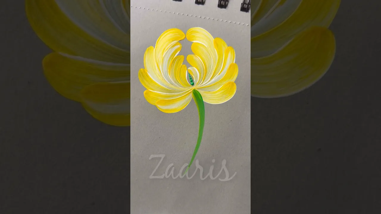 875 💛🤍💯🫶Simple YELLOW flower painting using acrylic 🎨💛💯🫶 #flowerpainting #shorts #art