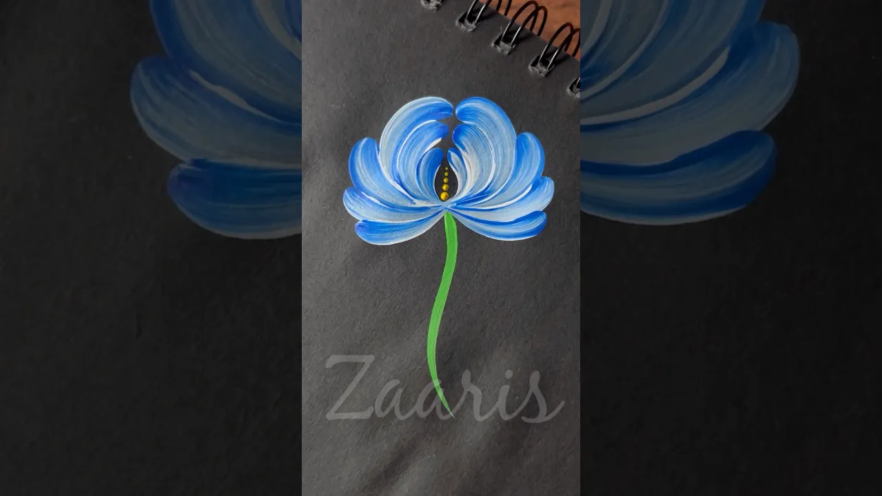 1102 💙🤍🌸🌿💯🌺 BLUE & WHITE flower painting using acrylic paints 🎨💙🤍💯🌸 #shorts