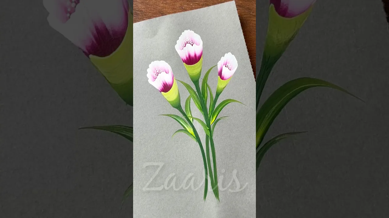 40 🌸PINK floral acrylic painting tutorial🌈 #shorts #pink #viral #floral #paintingtutorial #acrylic