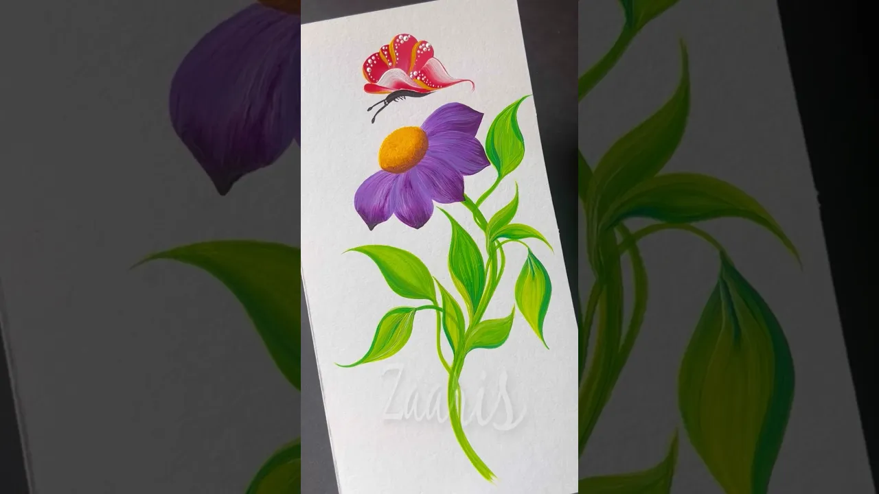 916 💜🫶🌿🎨Simple flower painting using acrylic paints 🎨💯🫶 #flowerpainting #shorts #art