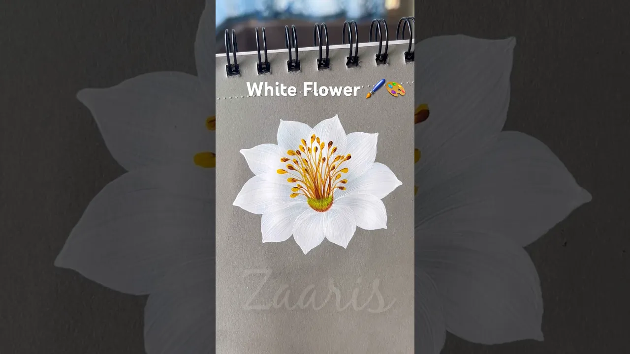 300 👌💯WHITE Flower acrylic painting 🌈 #art #white #acrylicpainting