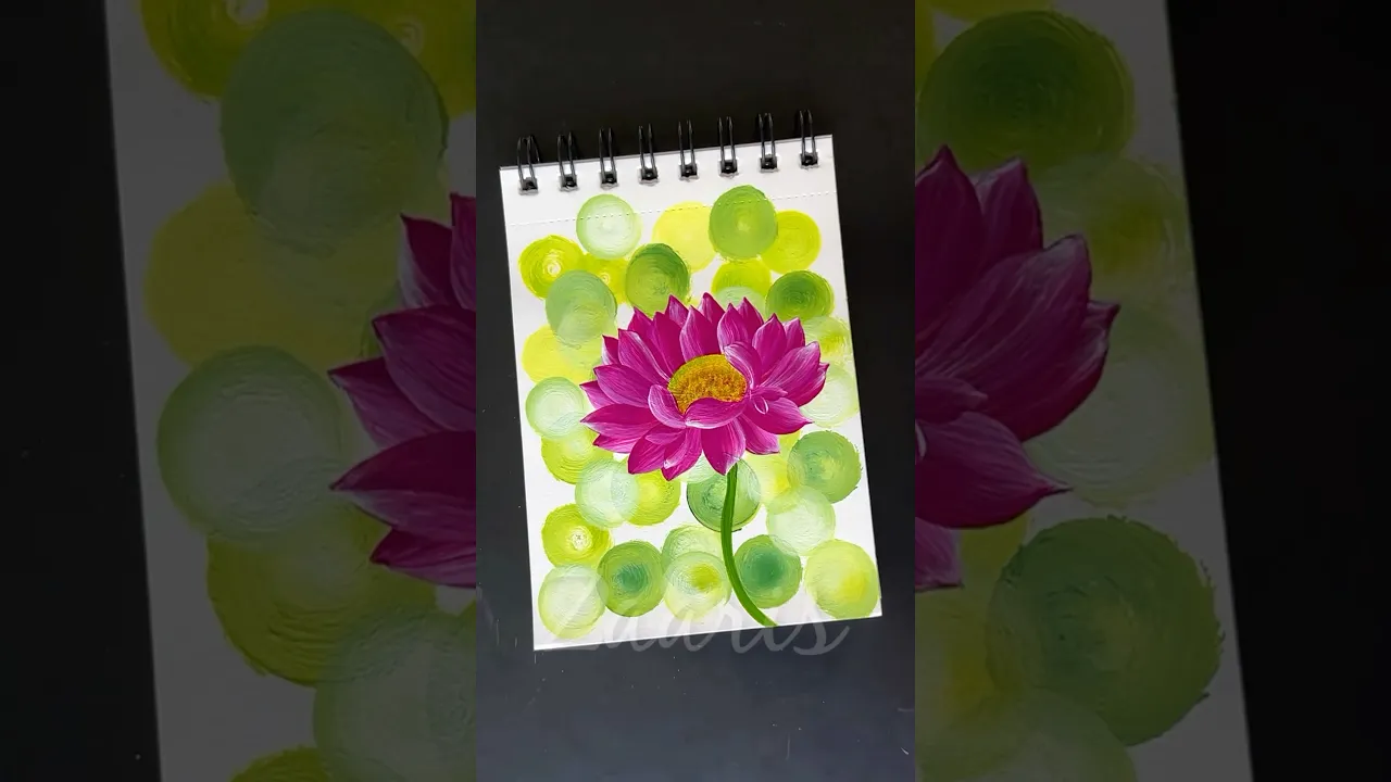 1235 💯💖🌸🪷Vibrant PINK WATER LILY , acrylic painting 🎨🎊💯❣️🌸🫶🌿✨🎉🥰🌼🌸 #shorts