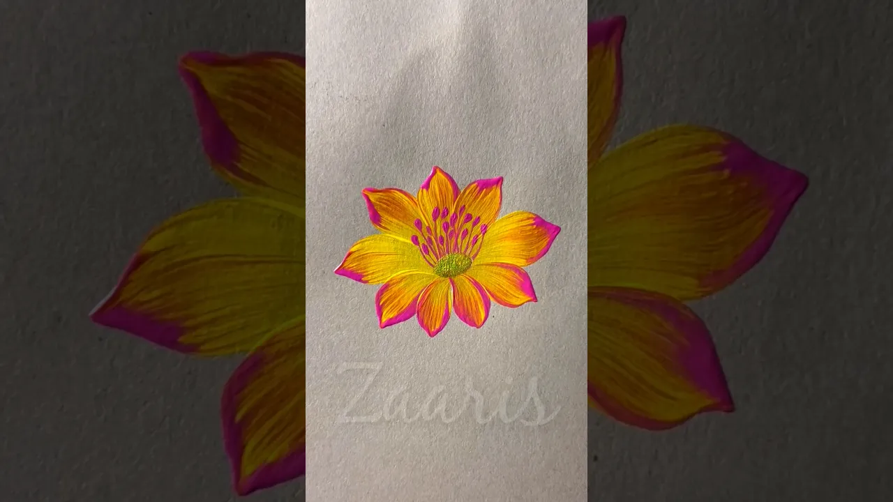 489 Acrylic flower painting, one stroke at a time 🎨🖌️💛🧡