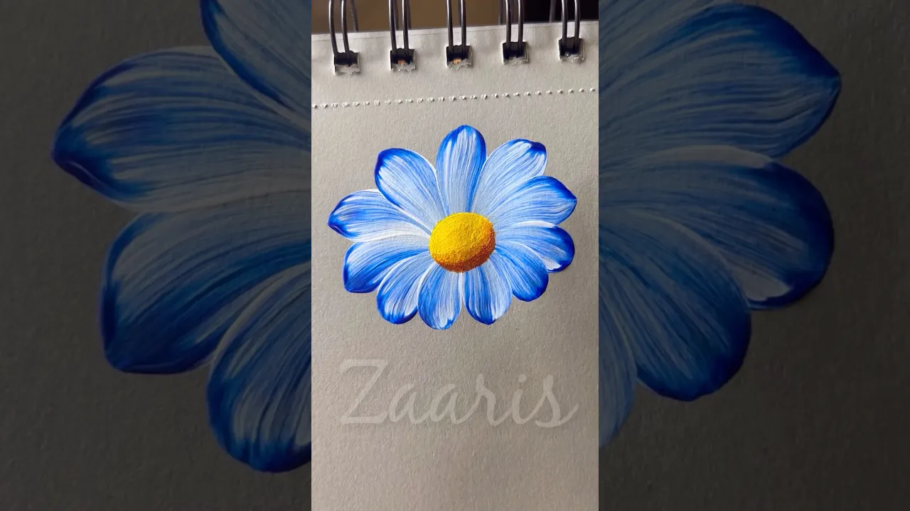 1044 💙🫶🎨💯Simple round brush flower painting using acrylic paints 🎨💯💙 #shorts #flowerpainting