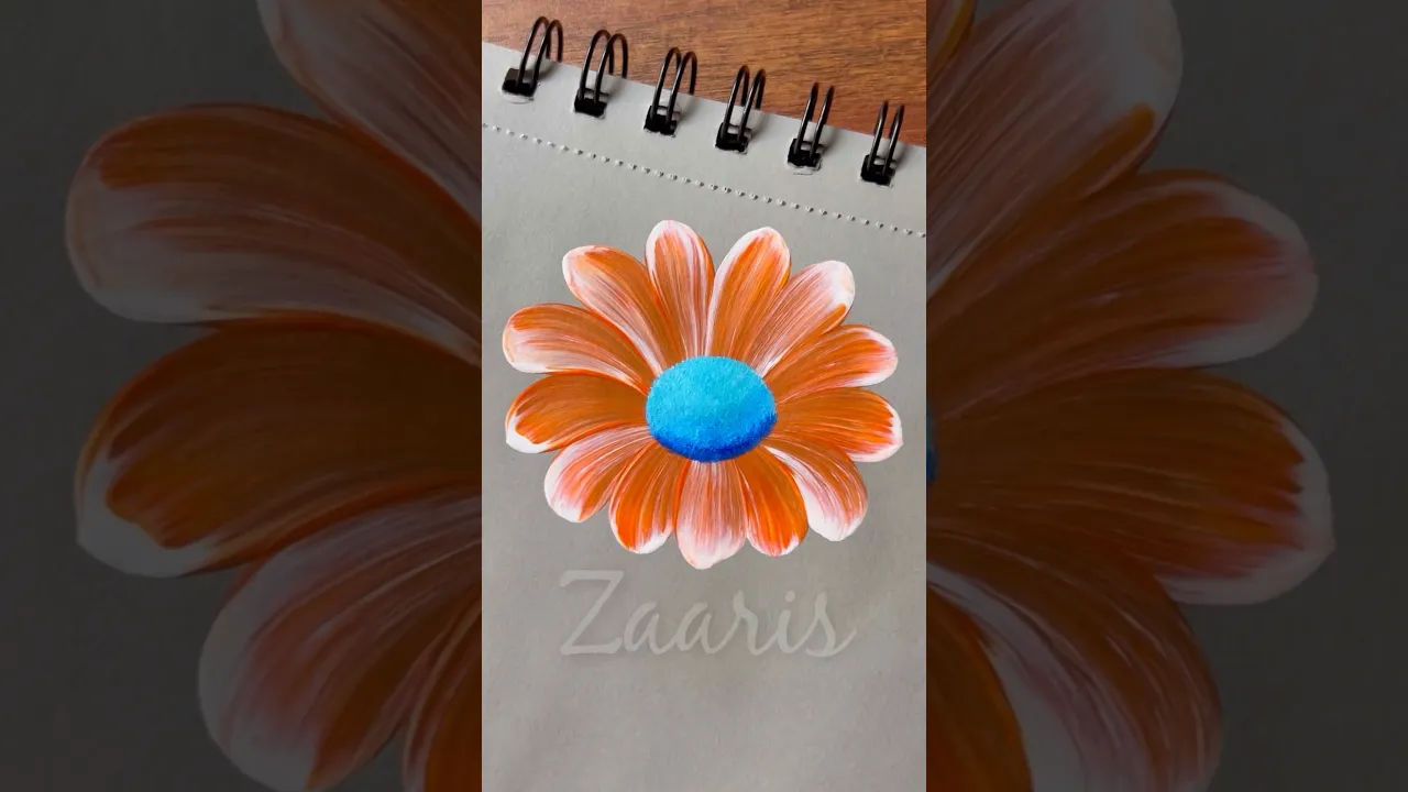 1078 🧡🤍🌺🌿🎨🌸Easiest ORANGE flower painting trick using acrylic paints 🧡🎨💯🌿🌺💖 #shorts