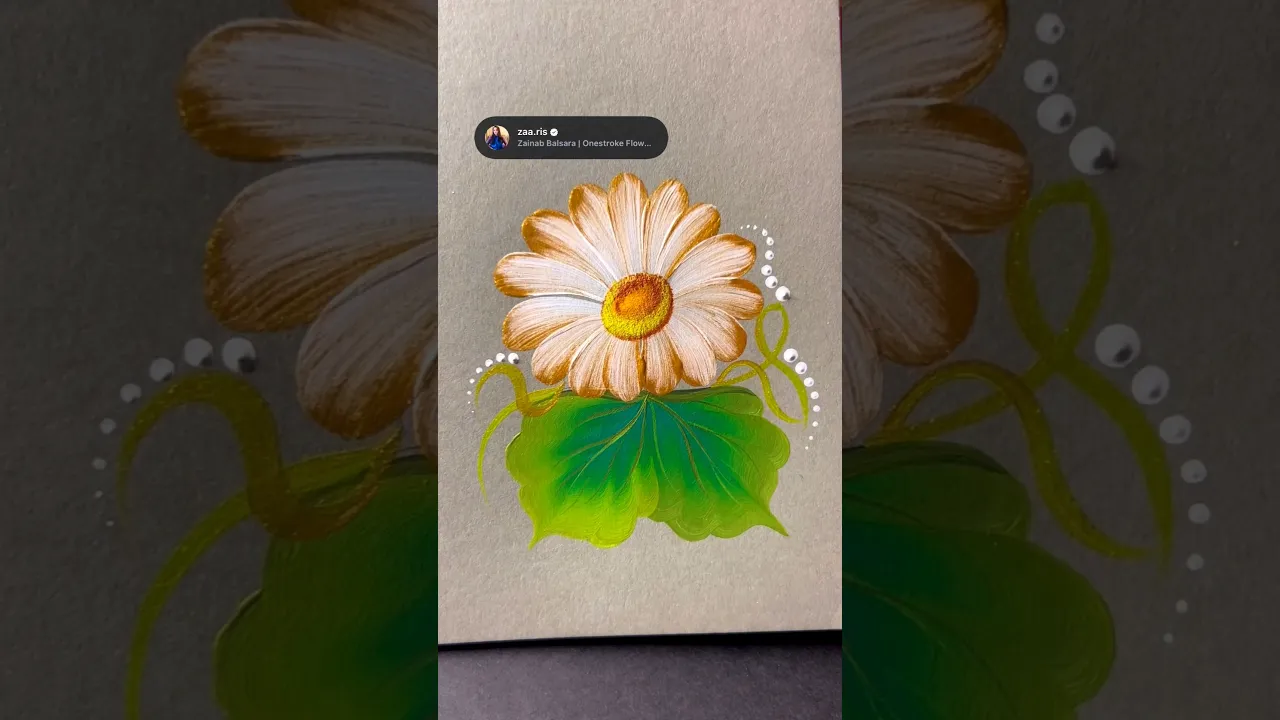 435 🤍💛 Beginner Friendly WHITE & GOLD flower painting 🎨🖌️🫶🏻💯✅
