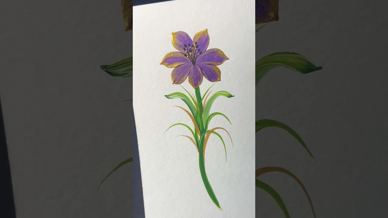 11 ✨💯WOW💜PURPLE GOLD flower 🪻acrylic🖌️🎨#shorts #gold #viral #purple #flower #acrylicpainting #wow