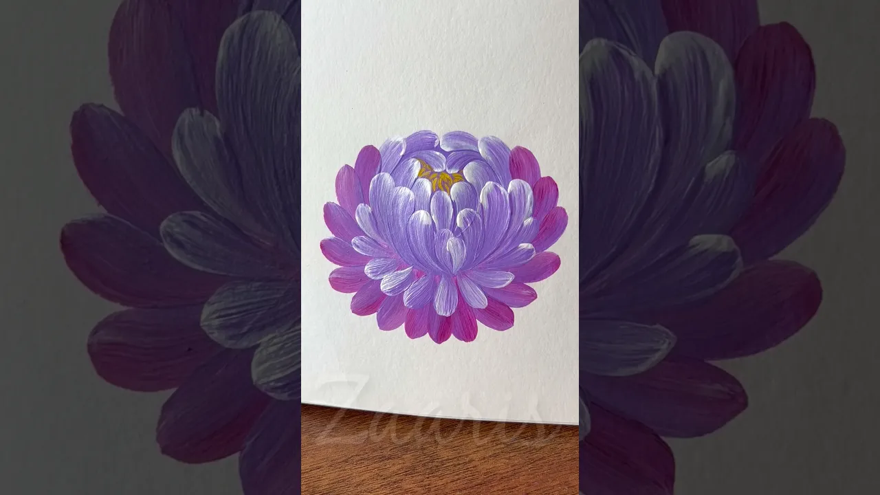 125 Simple VIOLET💜flower🌸painting using acrylic paints🎨 #shorts #art #violet #flowerpainting #viral
