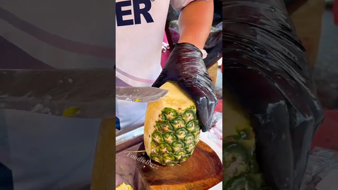 Juicy Pineapple Cutting in Bangkok
