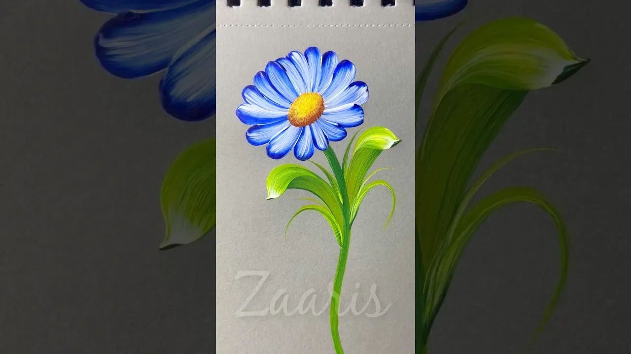 48 BLUE flower💙acrylic🎨🖌️ for beginners #shorts #painting #viral #blue #acrylic #beginners #flowers