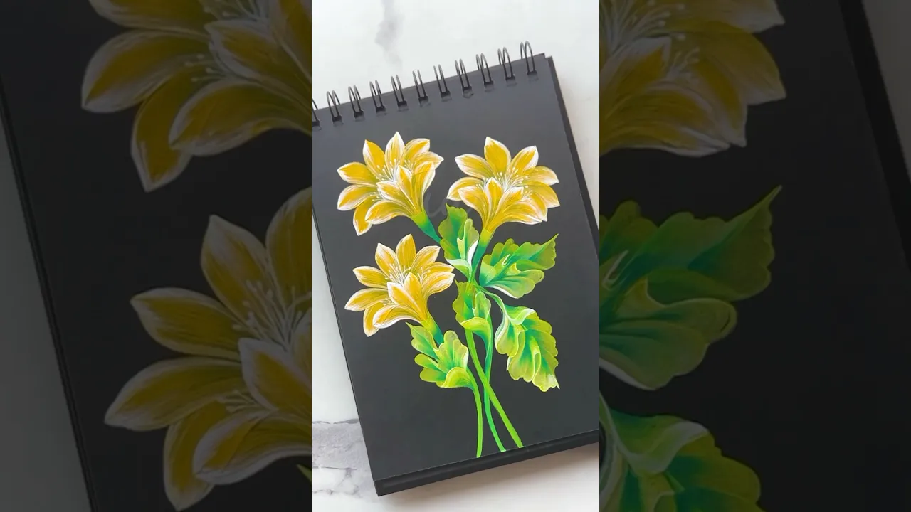 1331 🌼🌿YELLOW flowers acrylic painting 🌻🎨🫶 #shorts