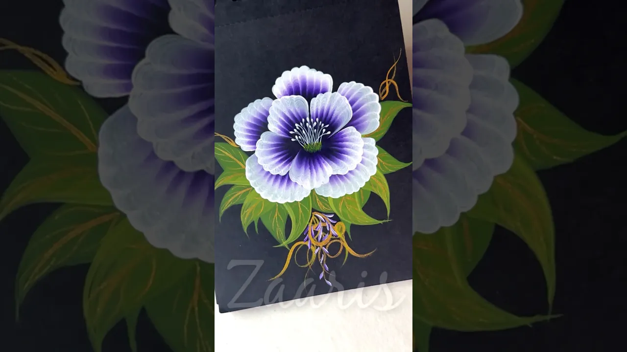 497 💜🎨💯Gorgeous one stroke, acrylic flower 🎨 design👌💜✅💯