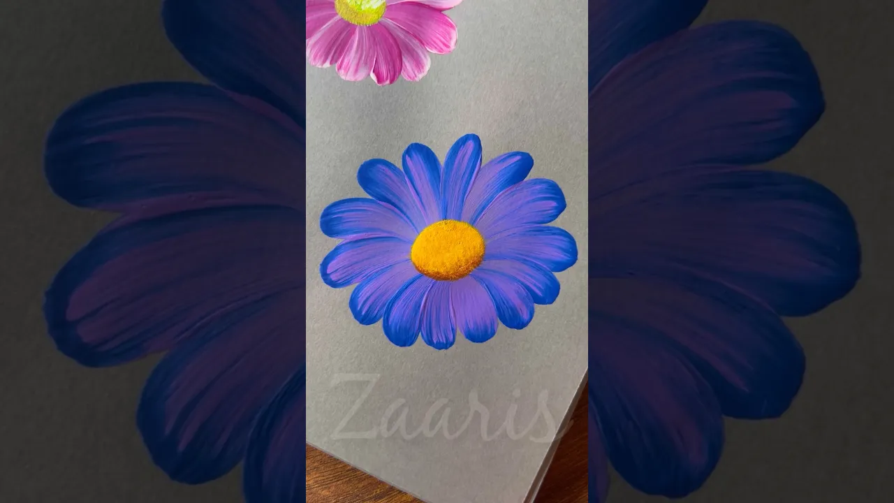 928 💜💙🌿💯Simple ROUND BRUHS flower painting using acrylic 🎨🌿 #flowerpainting #shorts #art