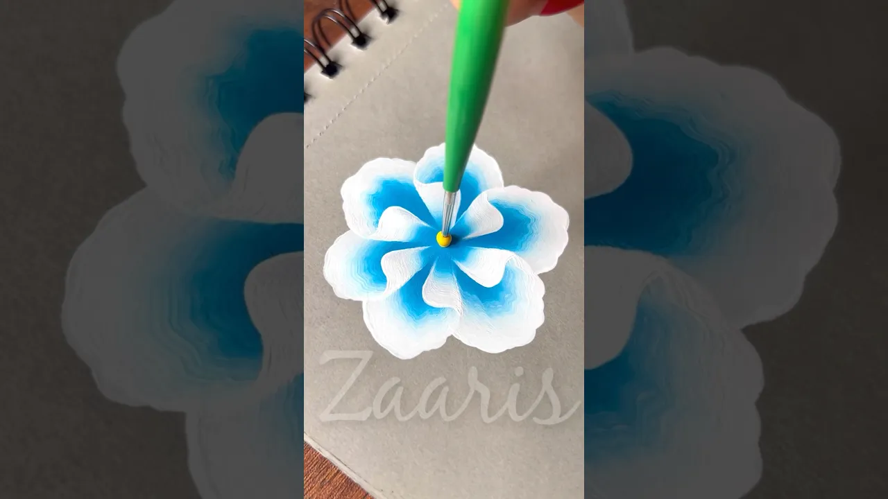 1137 🩵🤍🩵 Cute BLUE & WHITE onestroke flower painting, using acrylic paints 🎨🩵🤍🩵 grrrr 🤣 #shorts
