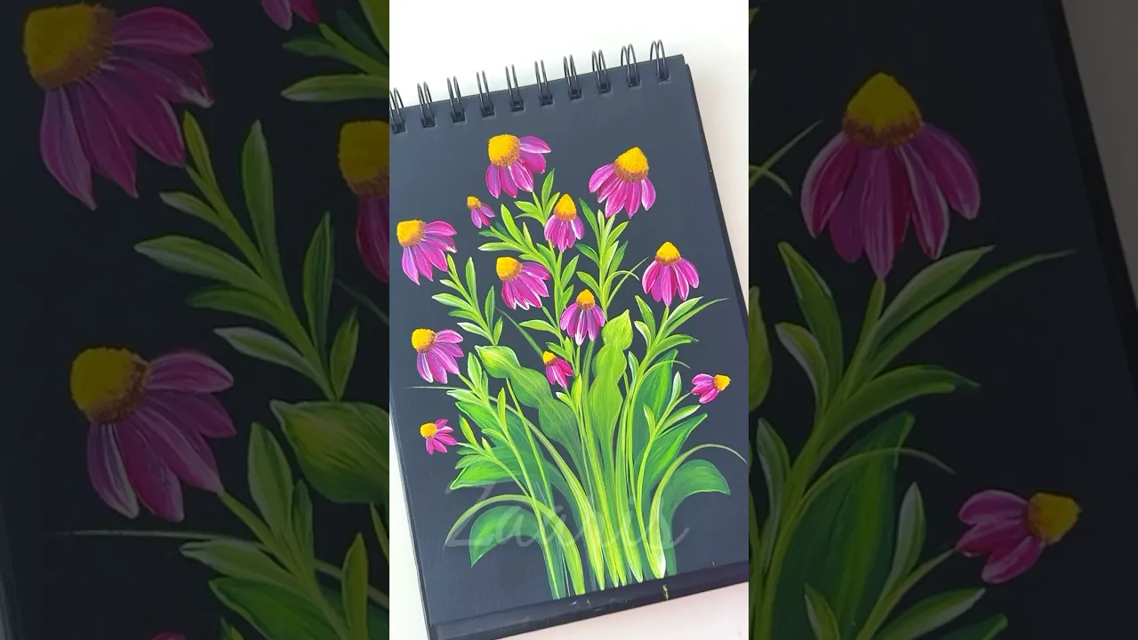 1265 🌺🌼Beautiful WILD FLOWERS acrylic painting 🎨✨💖🫶🌺💯 #shorts