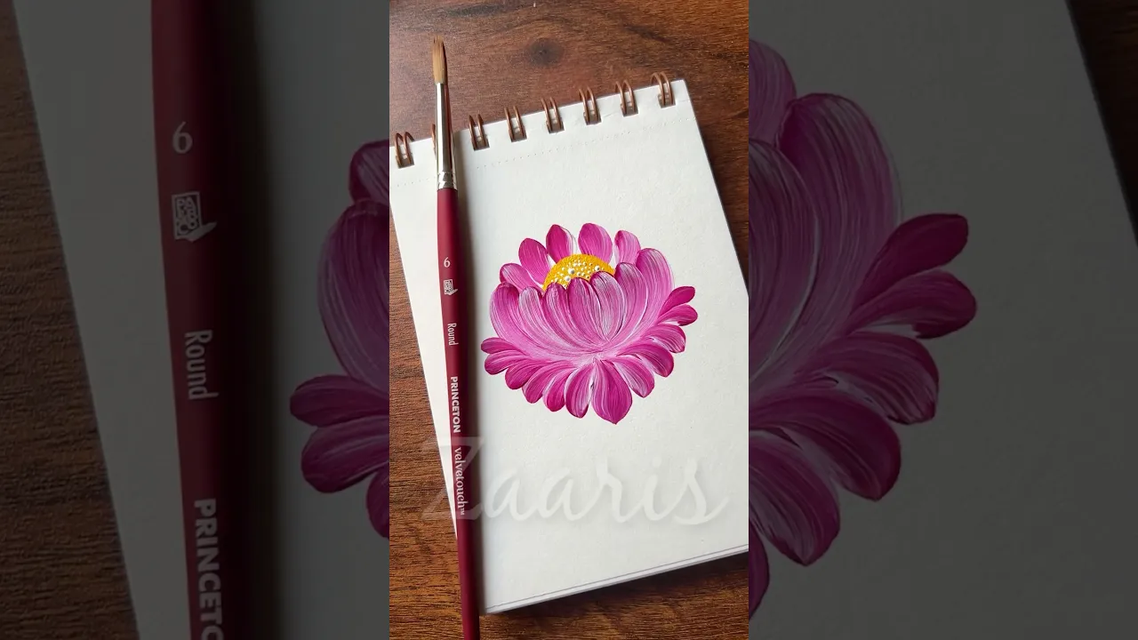 1141 🌺✨🎨🫶🌼💯Beautiful SUPER EASY Pink flower painting using acrylic paints🎨💖🌺✨🎊🌸🫶💯🎊 #shorts