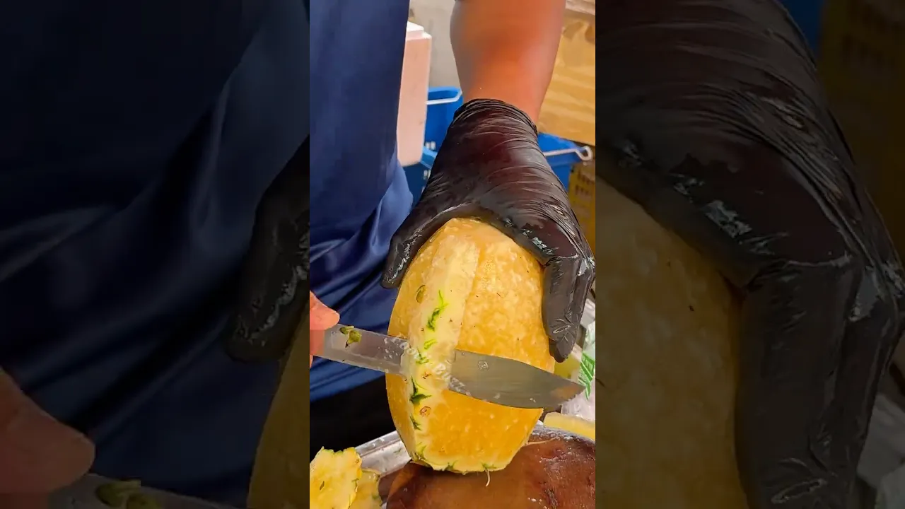 Sweet Golden Pineapple Cutting in Thailand
