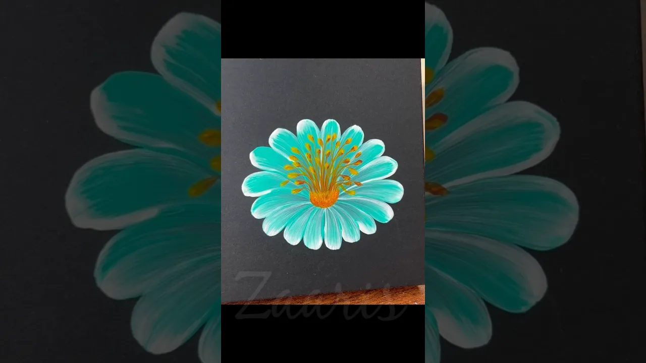 326 Beginner friendly BLUE 🩵Flower 🎨🖌️ ｜ Acrylic #flowers #flowerart #beginnerfriendly #painting