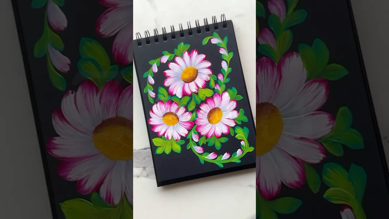 1239 🌸💝🌿💯🫶Beautiful PINK Flowers painting, using acrylic paints 💖🫶🌿💯💝🎨🎊✨🌸 #shorts