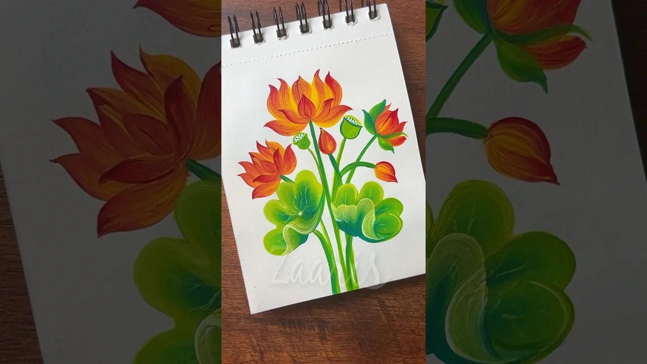 1256 🪷Beautiful LOTUS painting using acrylic paints 🎨💯🌿🪷🫶💖🌺✨ #shorts