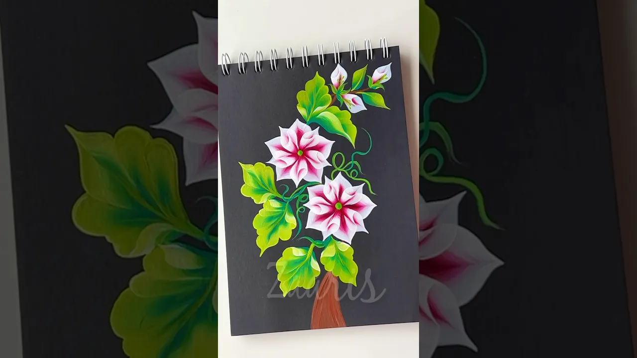 1229 🌺✨👇🏻💯Beautiful Onestroke WHITE & RED floral painting,using acrylic paints 🎨🫶🌿🌺✨🎉🎊 #shorts