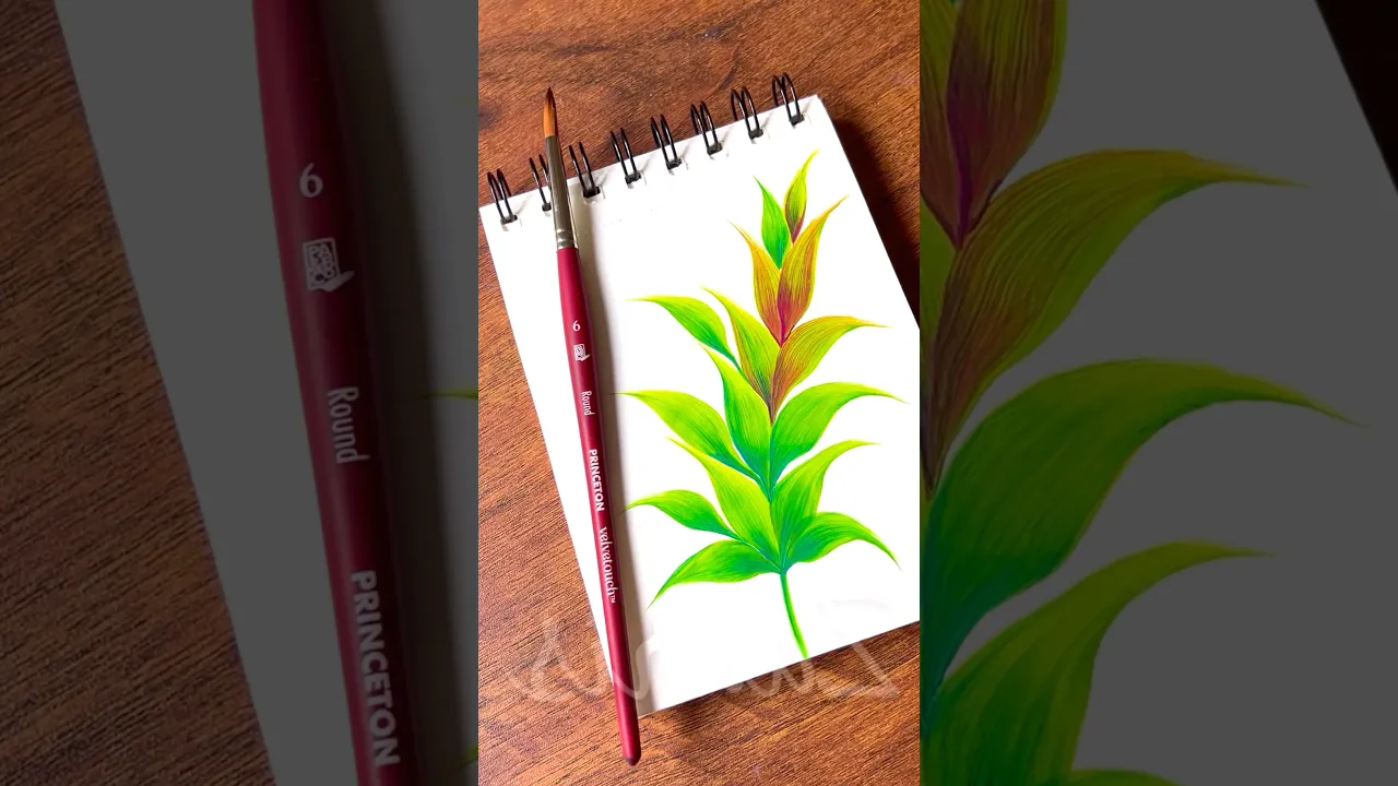 1174 🌿🎉🎨✨💯Super soothing LEAVES painting, using acrylic paints 🎨✨🌿💯🎉🫶🎊 #shorts