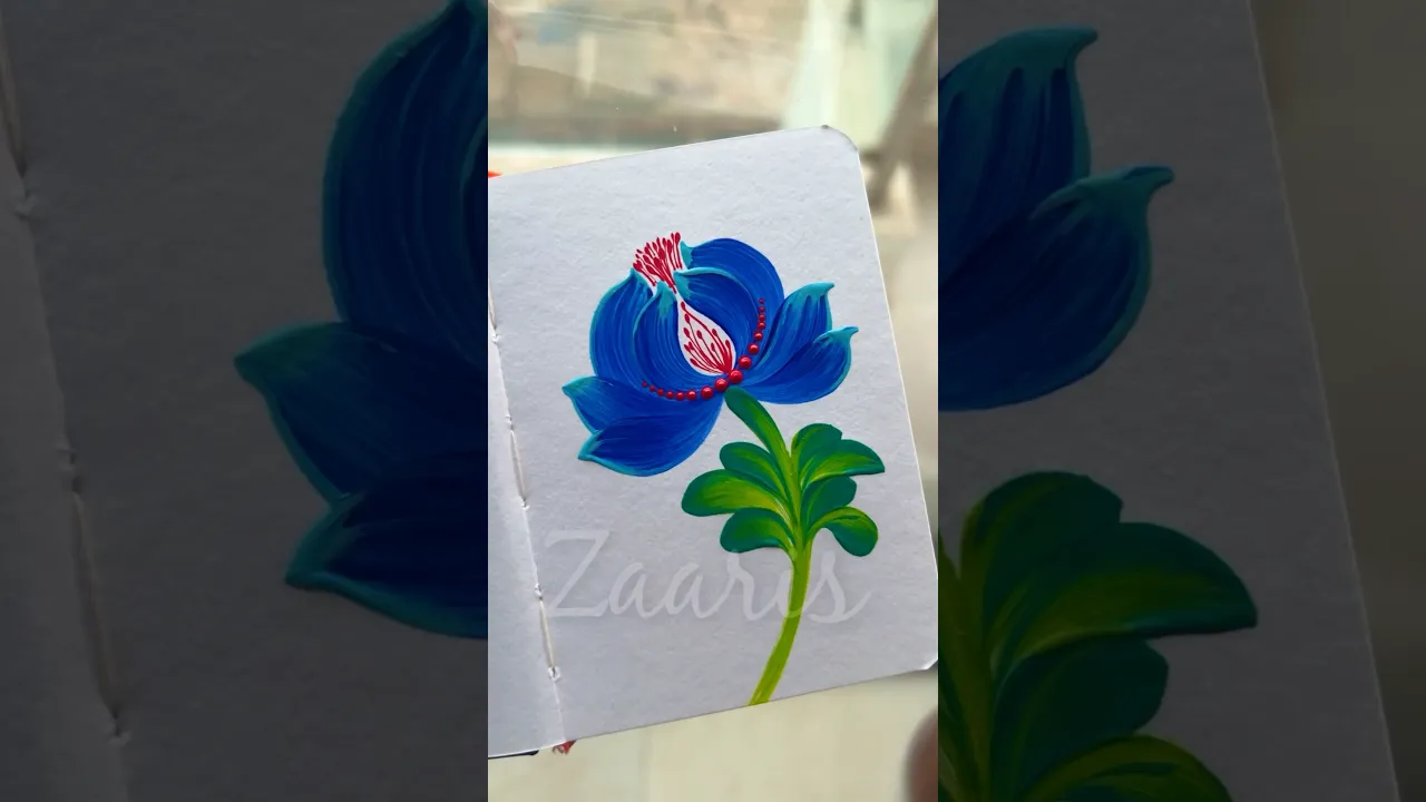 1308 💙🫶Super duper EASY Blue Flower painting 🎨🌿💕💯🫶 #shorts