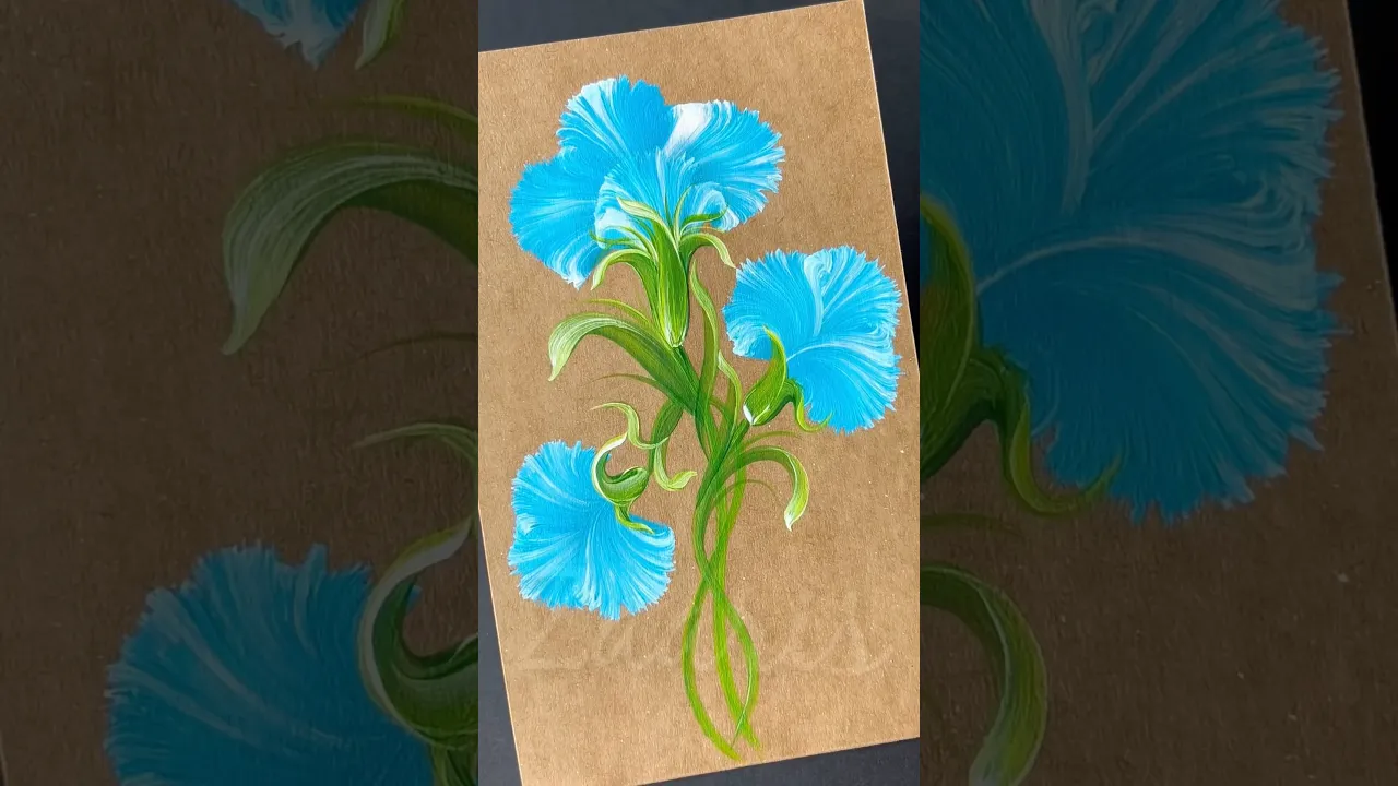 277 🩵👌💯Simple flower painting using acrylic paints 🎨🖌️🫶 #shorts #art #flowerpainting