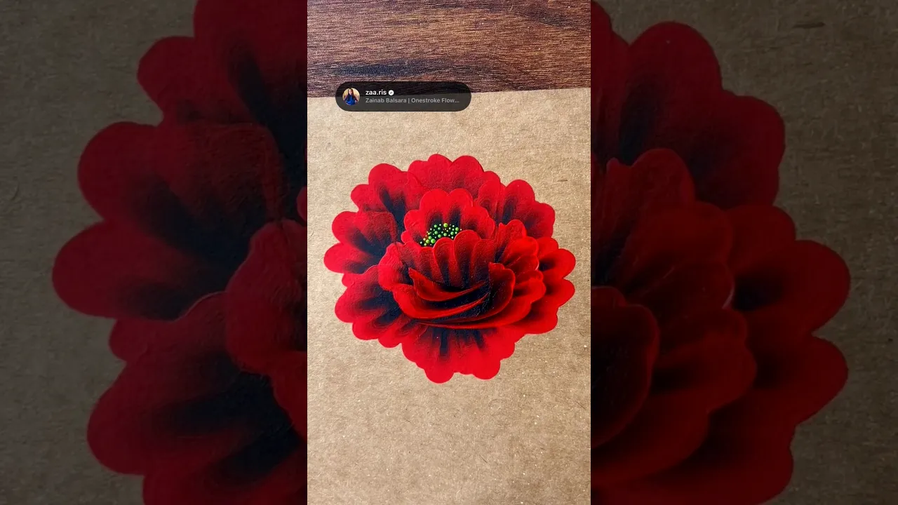 464 ❤️🌹Vibrant RED acrylic, One Stroke flower painting technique🖌️🎨💯🫶🏻