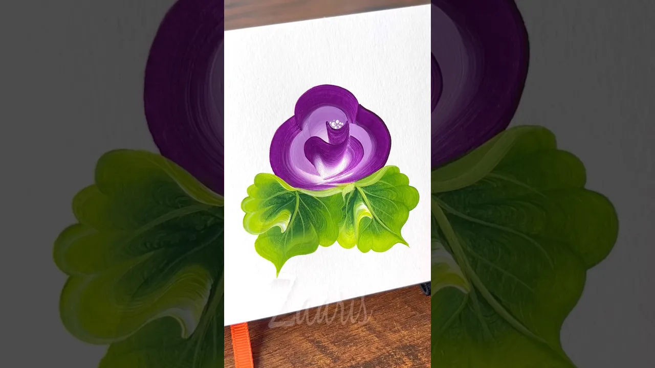 195 💜💯👌One Stroke Painting🌼PURPLE Flower design acrylic 🖌️🎨 #shorts #art #viral #purple #trending