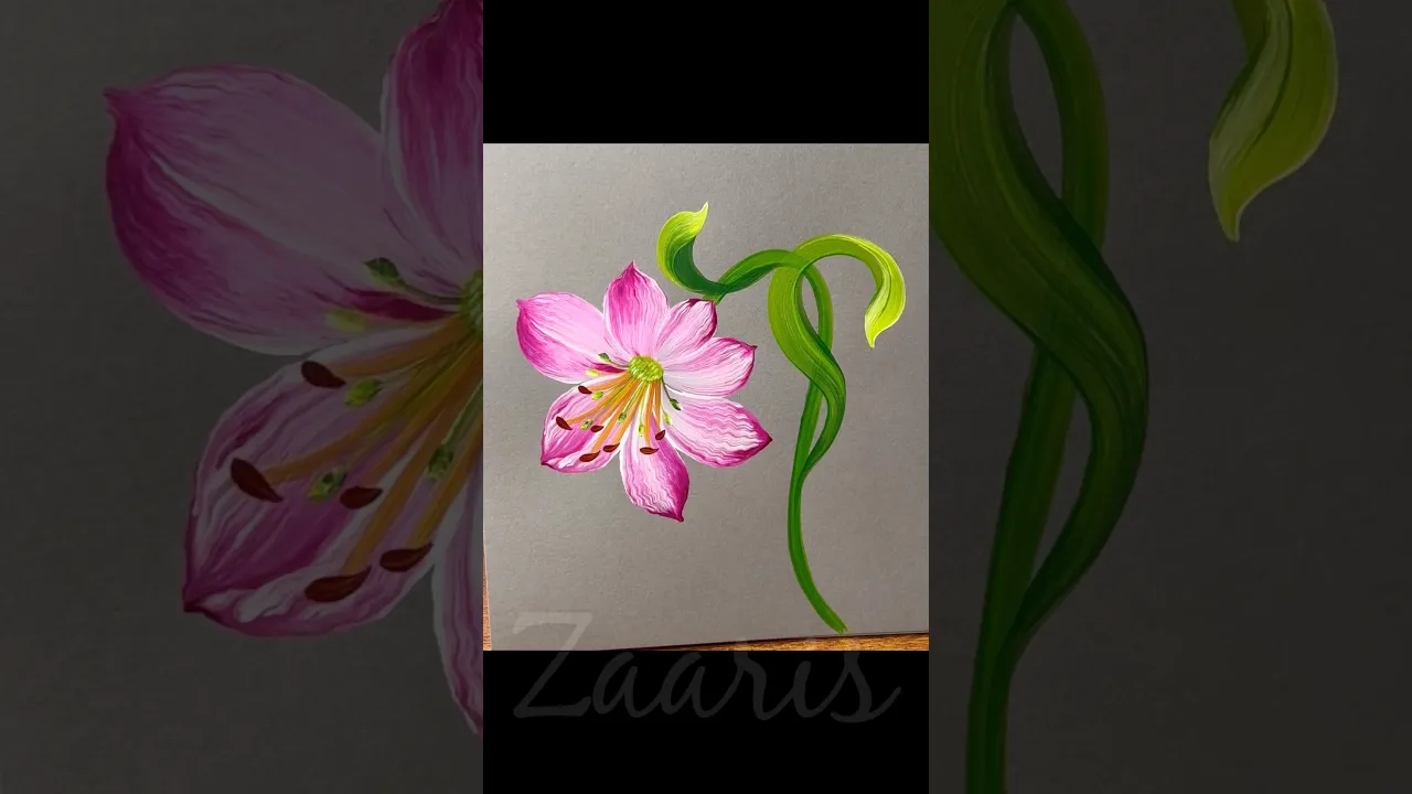 151 👌🌼🩷PINK flower🌺 acrylic painting👌🖌️🌸🎨 #shorts #art #pink #acrylicpainting #viral #flowers
