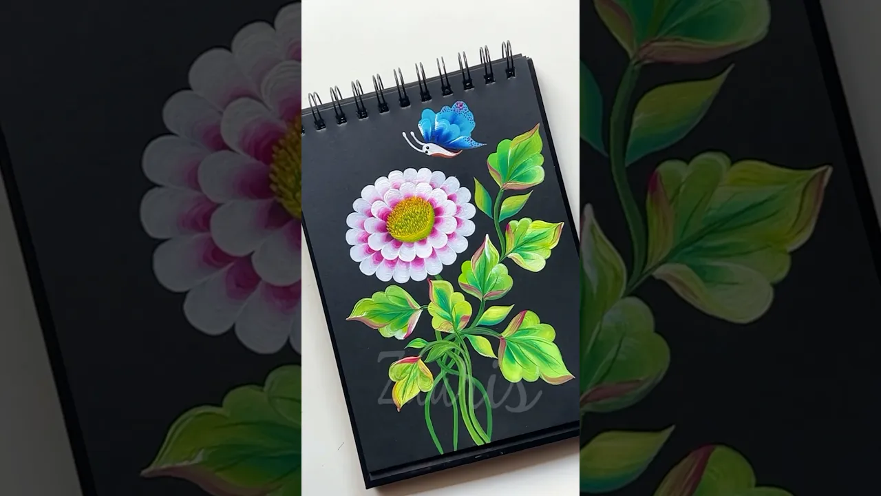 1275 🌺🌿PINK Onestroke Flower painting using acrylic paints 💖🫶🎨🌺💯🌿 #shorts