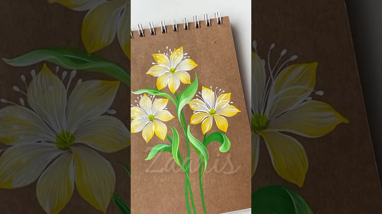 1123 🌼🫶🎉💛🌿💯YELLOW WILD FLOWERS painting 🫶🌼💛🎉💖🌿💯🎨 #shorts