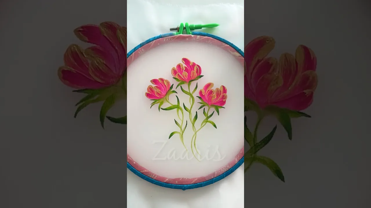 1315 🌺🌼Beautiful Pink & Gold flowers , FABRIC PAINTING 🎨🌷🌿💯 #shorts