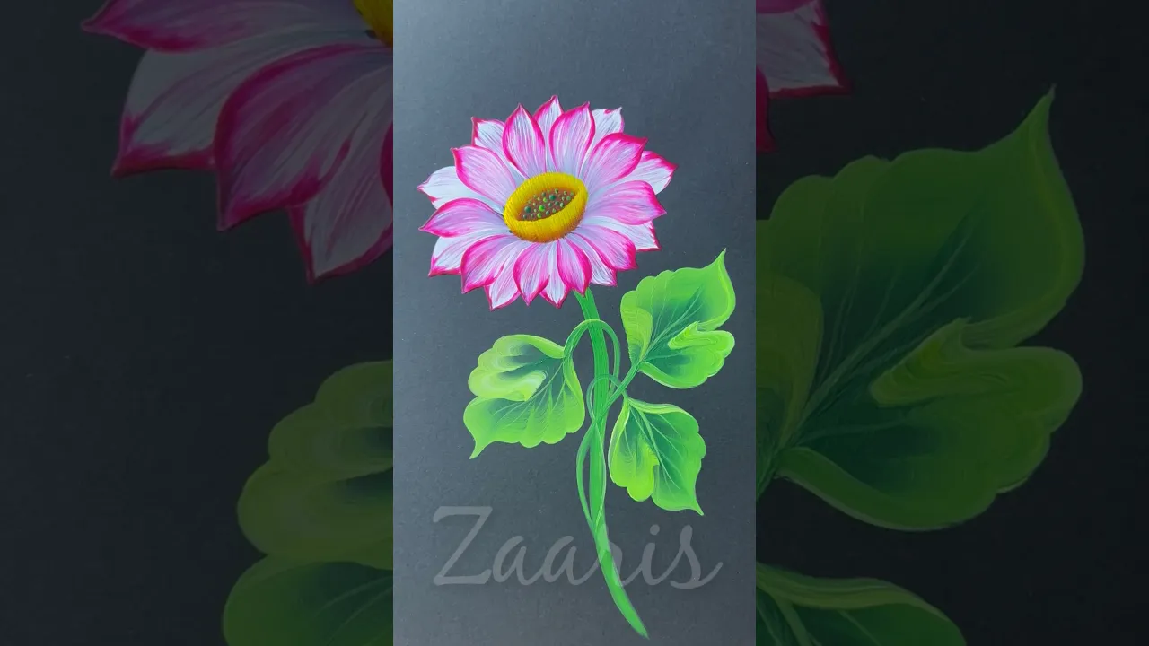 135 Beautiful PINK🌸flower painting using acrylic🖌️🎨 #shorts #pink #flowerpainting #viral #acrylic