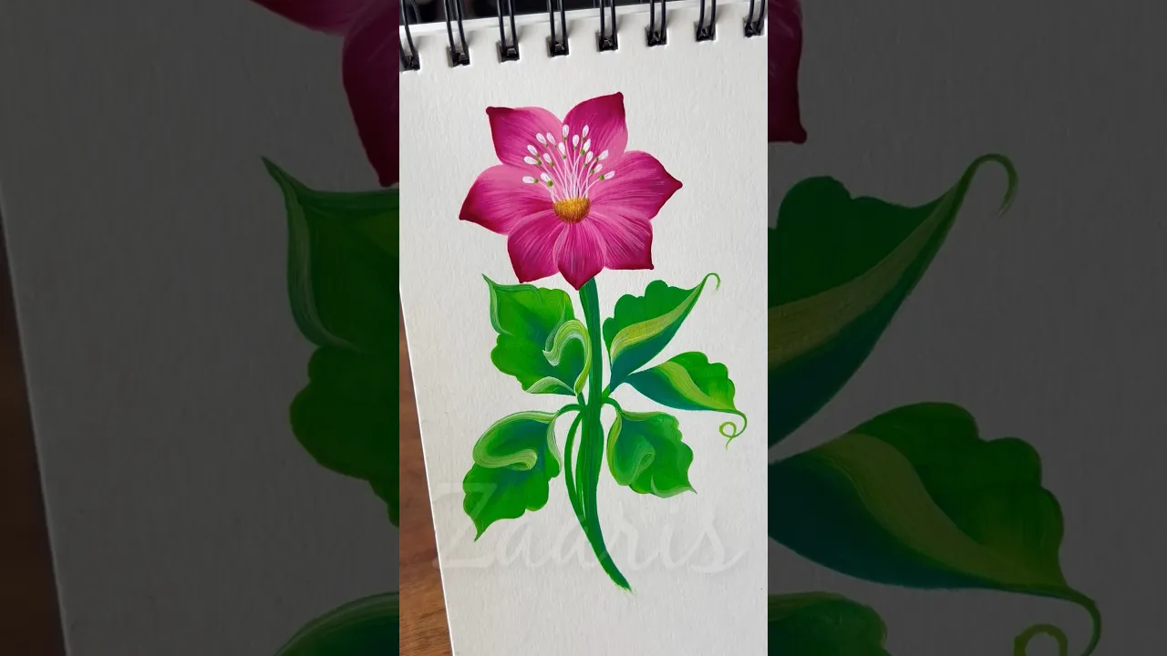 111 🌺Pretty PINK flower🌸painting using acrylic 🖌️🎨 #shorts #viral #pink #flowerpainting #acrylic
