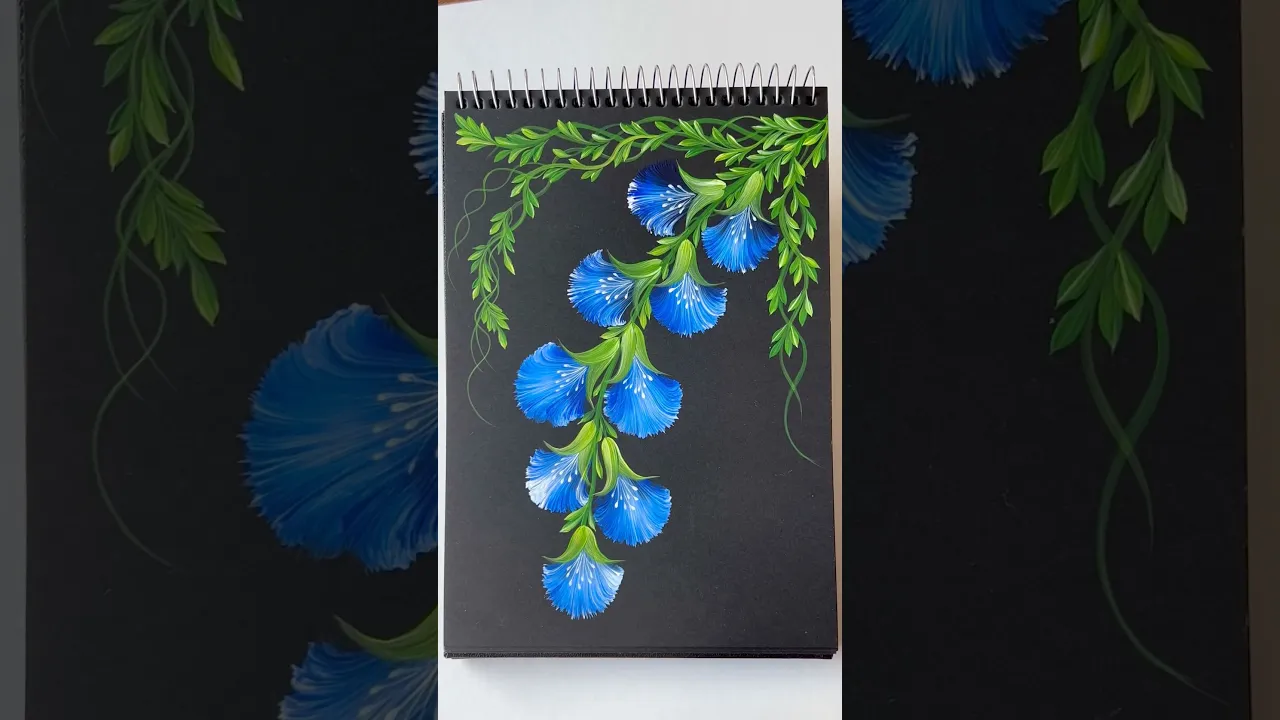 147 GORGEOUS BLUE hanging flowers acrylic 🎨🖌️#shorts #viral #blue #acrylic #wow #yt #trending