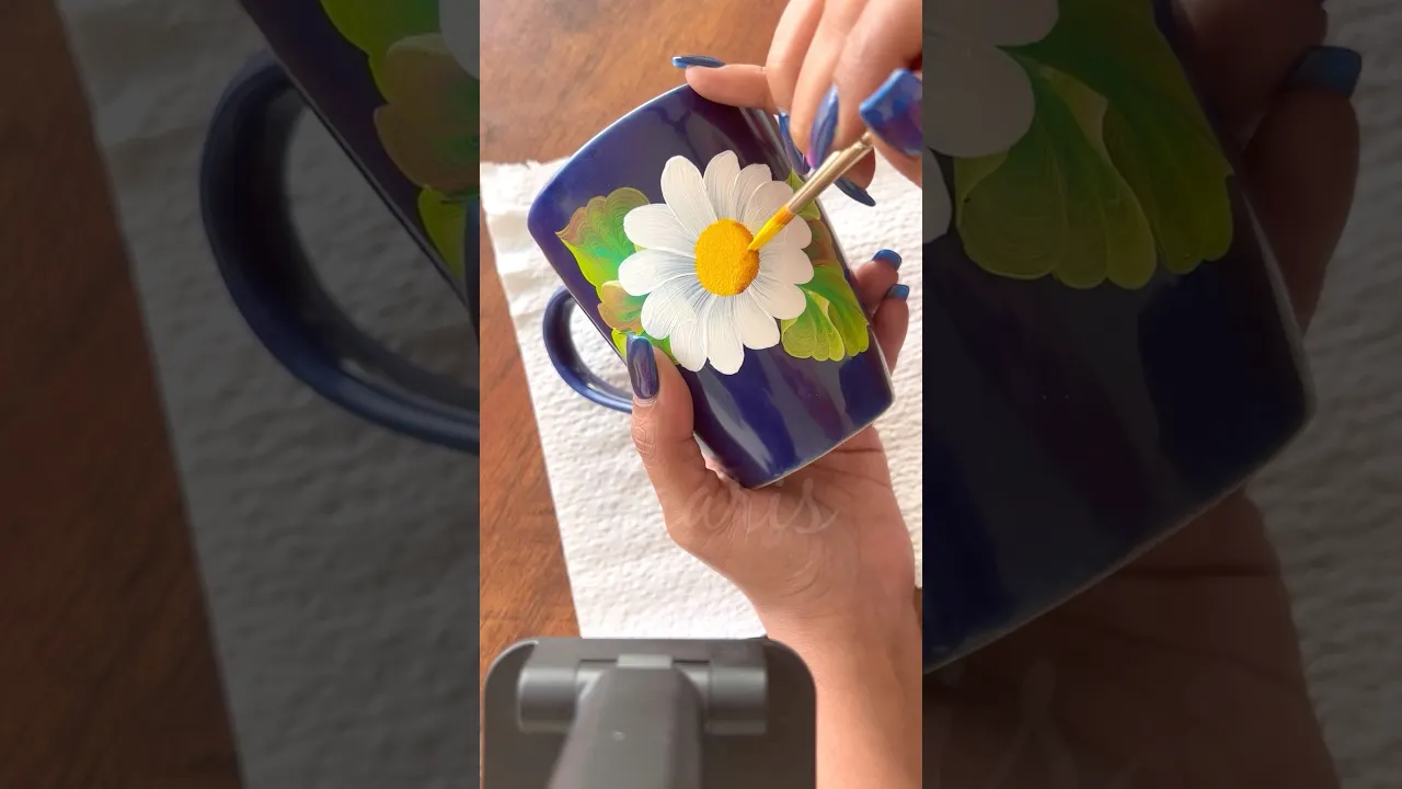 1329 🌸🫶💯ONESTROKE floral painting on a Ceramic COFFEE MUG 🌺🎨🌼 #shorts #wow