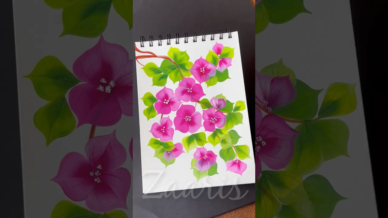 205 💯WOW🫶BOUGAINVILLEAS 🌺One Stroke painting with acrylic 🎨 #shorts #viral #bougainvillea #art #wow