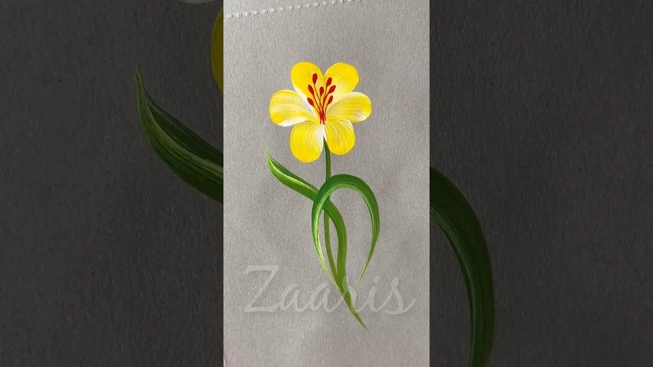 210 🌼👌Easiest YELLOW FLOWER acrylic painting 🌼🌿 #shorts #yellow #flowerdrawing #acrylic #viral #yt