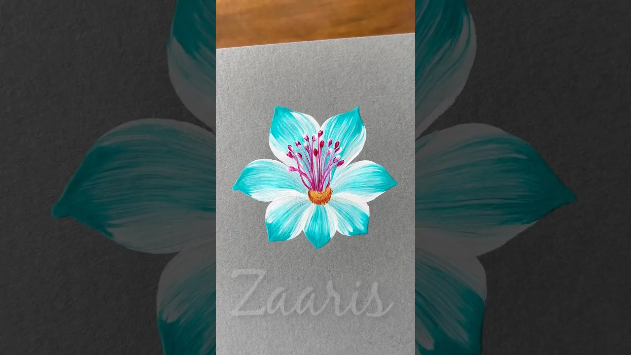 77 🩵Simple BLUE flower 🌺painting using acrylic🖌️🎨#shorts #blue #flowerpainting #painterly #viral