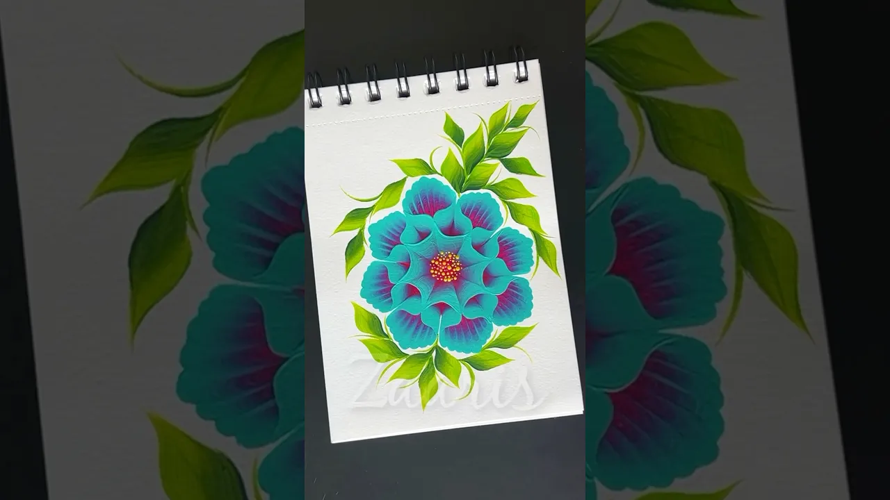 1201 🩵🎨💯🎉🌺✨❣️Beautiful 3D flower painting, using acrylic paints 🎨💯✨❣️🩵💙💖🌿🎊🫶 #shorts