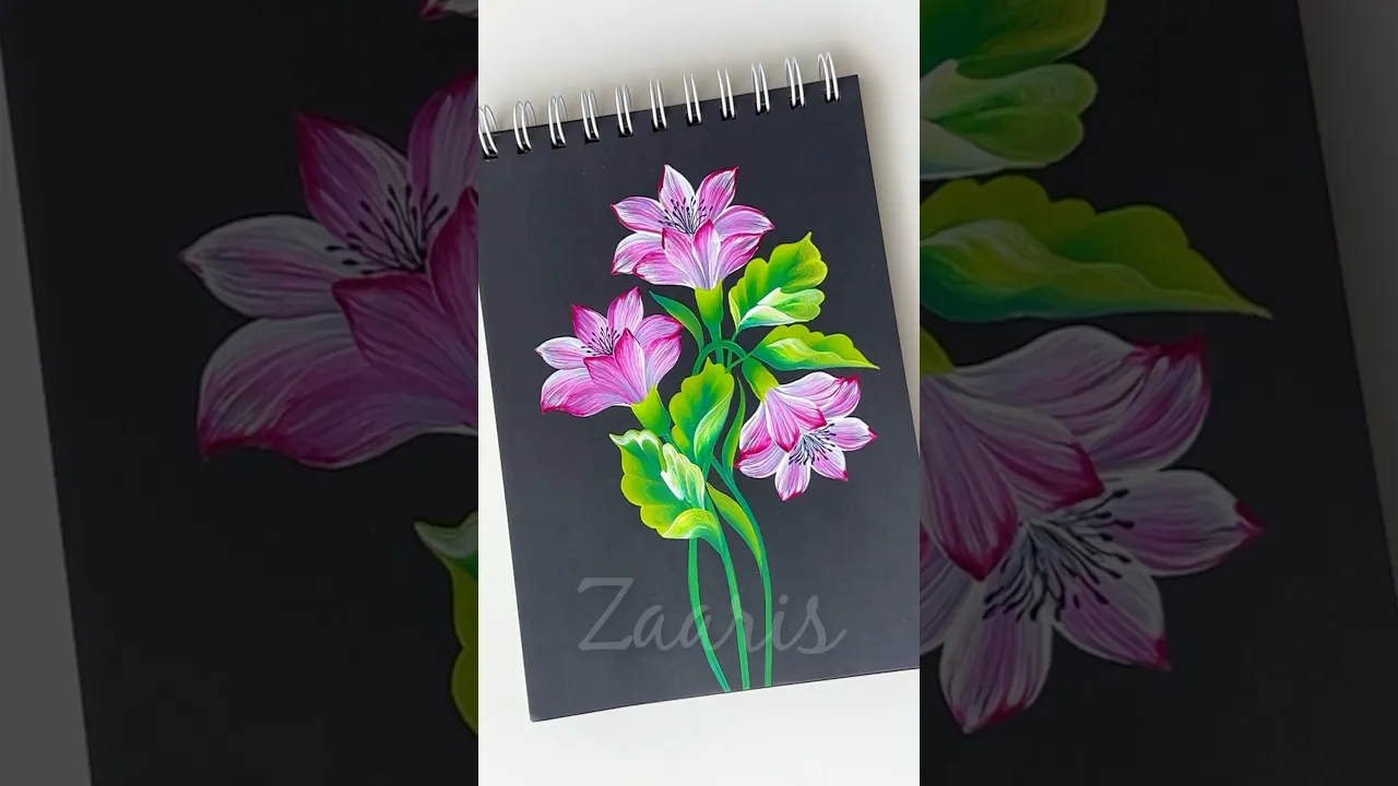 1211 🌸🌺🎨💯Beautiful PINK flowers painting, using acrylic paints 🌺🌼🎉✨🌸🎨🫶💯💖🌿🌺 #shorts