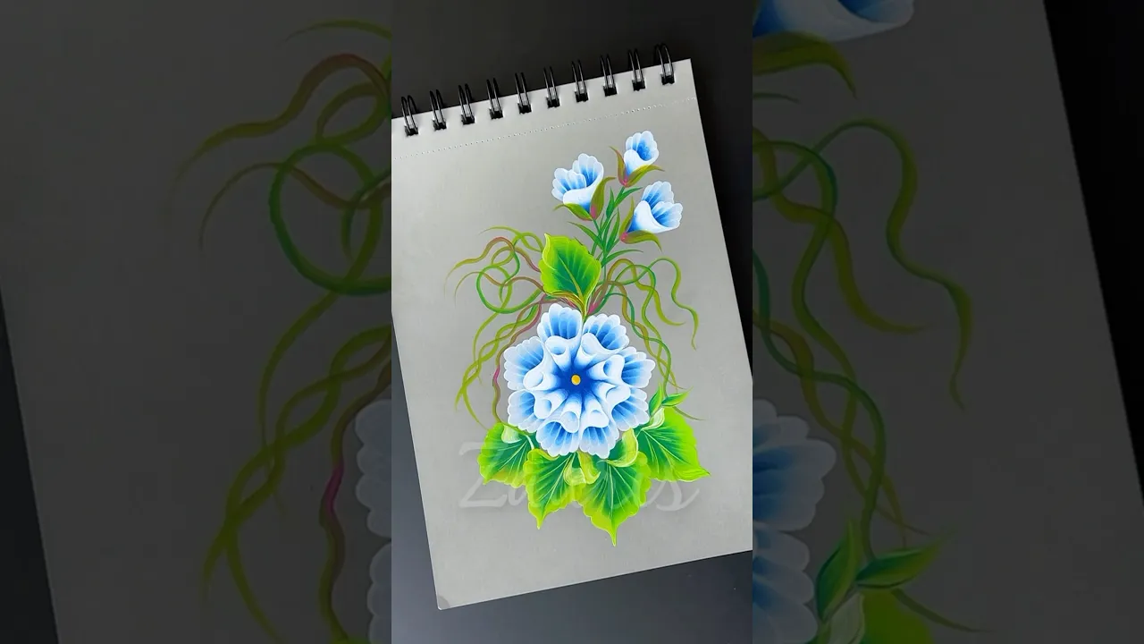 1189 💙🎨🎊🎉🫶🌸💯🩵Beautiful BLUE 3D flower painting,using acrylic paints 🎨🎉💯🎊💖💙🩵🌸🫶✨ #shorts