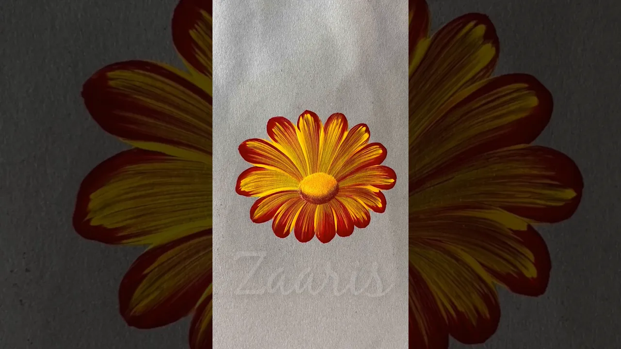321 Round brush flower painting ｜ Beginners ｜ acrylic paints 💛❤️ #art #flowerart #painting #artclass