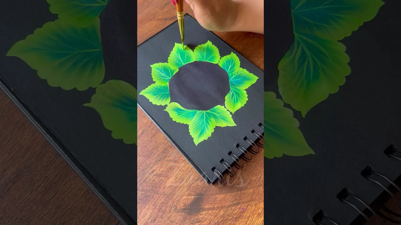 953 💚🌿🎨💖Easy LEAVES painting using acrylic paints 💚🎨🫶🌿💖 #shorts #art
