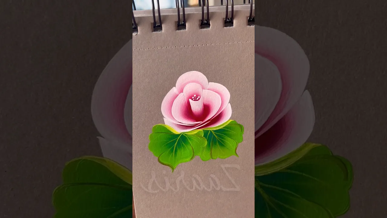 314 One Stroke RED flower painting ❤️#flowerdrawing #acrylicpainting #ytshorts